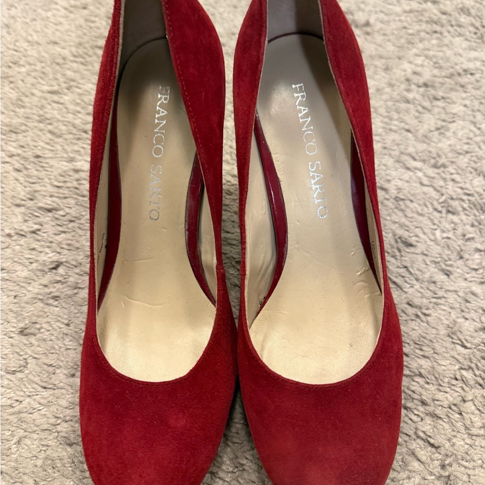 Franco Sarto Bold Red Suede Heels